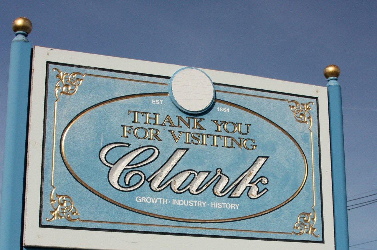 Welcome sign upon entry to the Town of Clark